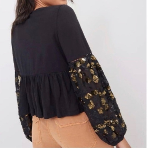 Anthropologie Neale Sequined Peplum Top Size M - Picture 3 of 10